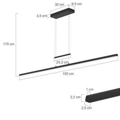 Steinhauer Lange hanglampProfilo zwart - 3318ZW