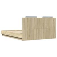 Bedframe met hoofdbord en LED sonoma eikenkleurig 140x200 cm - thumbnail