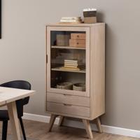 Bendt Vitrinekast 'Mads' 145 x 72cm, licht eikenfineer - thumbnail