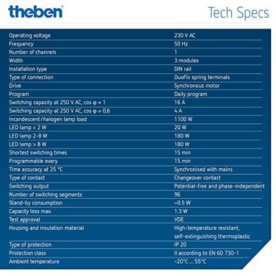 Theben 1610011 DIN-rail schakelklok Analoog 230 V Theben 1610011 DIN-rail schakelklok Analoog 230 V