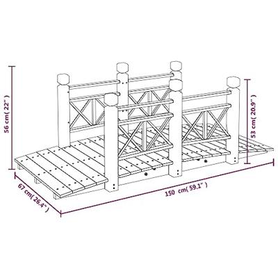 Tuinbrug met leuningen 150x67x56 cm massief vurenhout