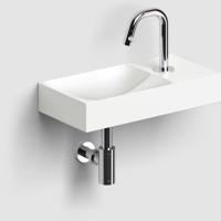 Clou Vale Fontein Met Kraangat Rechts Met Geintegreerde Afvoer Mat Wit Keramiek 38 cm - thumbnail