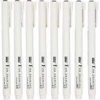 Fineliners, lijndikte 0,03+0,05+0,1+0,2+0,3+0,5+0,8+1,0 mm, zwart, 8 stuk/ 1 doos - thumbnail