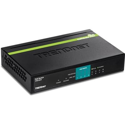TRENDnet TPE-S44 8-Port 10/100Mbps PoE Switch, 4 x 10/100, 4 x 10/100 PoE, 802.3af, 30 W PoE vermogen