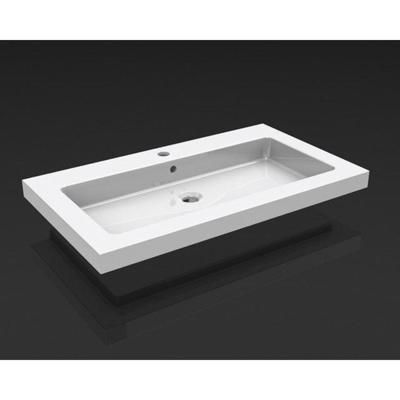 Wiesbaden Kera wastafel enkel met 1 kraangat 80x46x5 cm keramiek glans wit