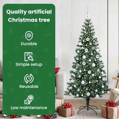VidaXL Kunstmatig voorverlicht kerstboom groen 180 cm pvc en metaal
