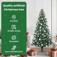 VidaXL Kunstmatig voorverlicht kerstboom groen 180 cm pvc en metaal - thumbnail