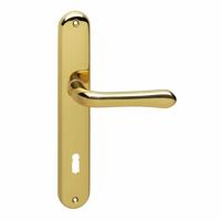 Deurkruk Saturnus op schild ovaal 236x37mm sleutelgat 110mm messing gelakt - thumbnail