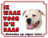 American Bulldog Waakbord - Ik waak voor mijn baas - thumbnail