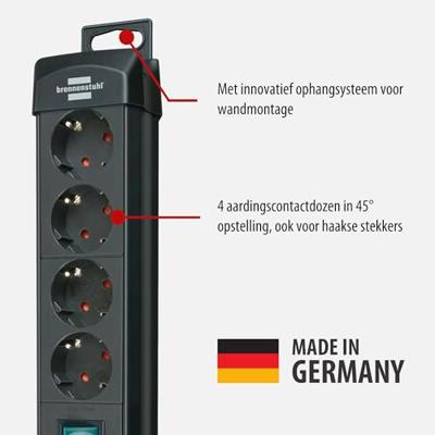 Brennenstuhl Bn-1951140100 Stekkerdoos Premium-line 4-voudig Zwart 1,80 M H05 vv-f 3g1,5 - thumbnail