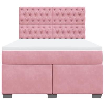 Boxspring met matras fluweel roze 160x200 cm