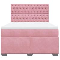 Boxspring met matras fluweel roze 160x200 cm - thumbnail