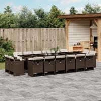 17-delige Tuinset met kussens poly rattan bruin - thumbnail