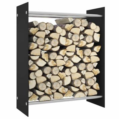 Haardhoutrek 80x35x100 cm gehard glas zwart
