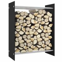 Haardhoutrek 80x35x100 cm gehard glas zwart - thumbnail