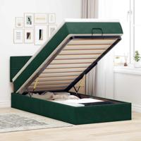Ottoman bed met matras 100x200 cm fluweel donkergroen - thumbnail