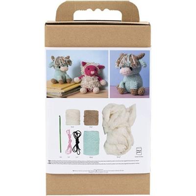 Creativ Company Hobbyset amigurumi, koe, beige, mint, 1 doos Creativ Company Hobbyset amigurumi, koe, beige, mint, 1 doos