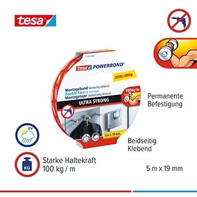 tesa ULTRA STRONG 55792-00001-02 Montagetape tesa Powerbond Wit (l x b) 5 m x 19 mm 1 stuk(s)