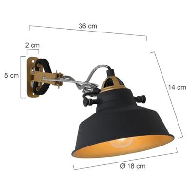 Steinhauer WandlampMexlite zwart met goud - 1320ZW