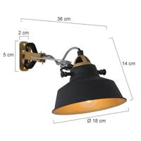 Steinhauer WandlampMexlite zwart met goud - 1320ZW - thumbnail