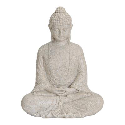 Buddha in beige van poly, B19 x D13 x H23 cm