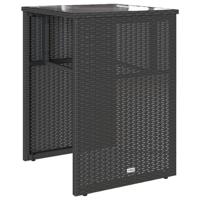 3-delige Bistroset met kussens poly rattan zwart - thumbnail