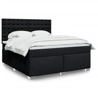 Boxspring met matras stof zwart 180x200 cm - thumbnail