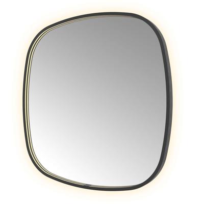 Spiegel Hotbath &MORE 80x80 cm LED-Verlichting Spiegelverwarming Deens Ovaal Geborsteld Zwart PVD