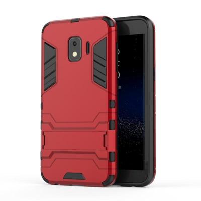 Schokbestendige PC + TPU Case voor Galaxy j2 core met houder (rood)