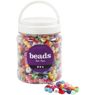 Creativ Company Plastic kralen, afm 6-20 mm, gatgrootte 1,5-6 mm, ca. 1175 stuk, 390 gr, 700 ml/ 1 doosje