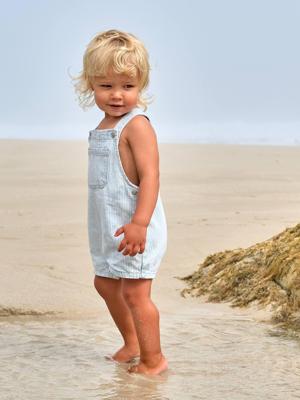 Gestroomde romper voor baby's blauw, gestreept