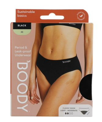 Boody Menstruatieondergoed Bikinislip Zwart Licht / Normaal Maat M