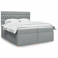 Boxspring met matras stof lichtgrijs 200x200 cm - thumbnail