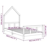 Kinderbedframe 90x190 cm massief grenenhout wit - thumbnail