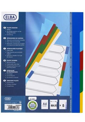 Oxford tabbladen, formaat A4 XL, uit PP, 11-gaatsperforatie, onbedrukt, 5 gekleurde tabs