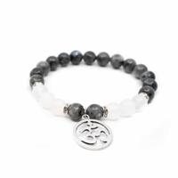 Edelsteen Armband Labradoriet/ Witte Agaat - thumbnail