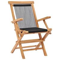 Tuinstoelen inklapbaar 2 st massief teakhout en touw - thumbnail