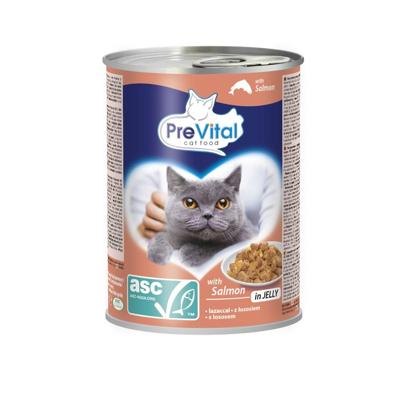PREVITAL Kattenvoer met ASC-zalm in gelei - natvoer voor katten - 415g
