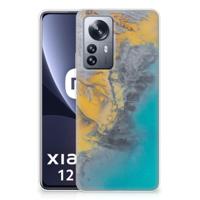 Xiaomi 12 Pro | TPU | Siliconen hoesje | Marble Blue Gold - thumbnail