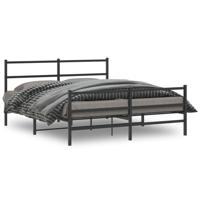 Bedframe met hoofd- en voeteneinde metaal zwart 160x200 cm - thumbnail