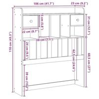 Hoofdbord met opbergruimte 100 cm massief grenenhout wasbruin - thumbnail