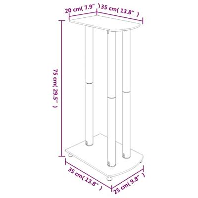 VidaXL Luidsprekerstandaards 2 st 3 pijlers gehard glas zwart