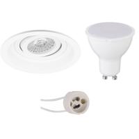 LED Spot Set - Pragmi Domy Pro - GU10 Fitting - Dimbaar - Inbouw Rond - Mat Wit - 6W - Helder/Koud Wit 6400K - Verdiept - Kantelbaar - Ø105mm - thumbnail