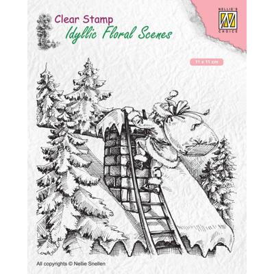 Nellie's Choice • idyllic floral scenes clear stempel santa claus at work 95x107mm