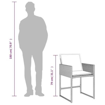 13-delige Tuinset met kussens poly rattan lichtgrijs