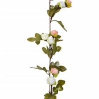 VidaXL Kerstslingers met bloemen 6 st 215 cm champagnekleurig - thumbnail