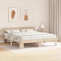 Bedframe met hoofdeinde Bruin 200 x 200 cm Massief grenenhout - thumbnail