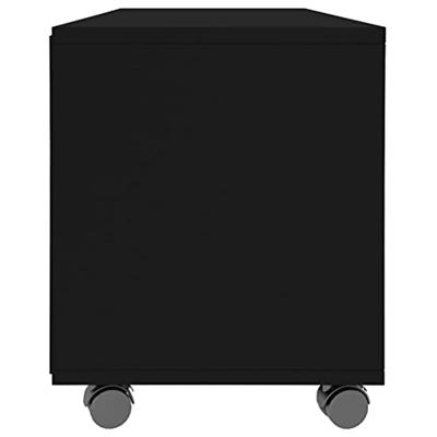 Tv-meubel met wieltjes 90x35x35 cm bewerkt hout zwart