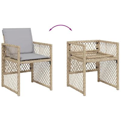 5-delige Tuinset met kussens poly rattan beige - thumbnail