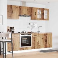 8-delige Keukenkastenset Kalmar bewerkt hout oud houtkleurig - thumbnail